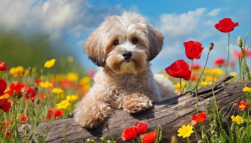 KI generated, animal, animals, mammal, mammals, Maltipoo (Canis lupus familiaris), dog, dogs,