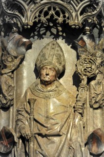 St Kilian's Cathedral, St Kilian's Cathedral, Wuerzburg, Gothic relief of a bishop in full