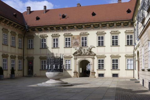 Inner courtyard, New City Hall, Brno, Jihomoravsky kraj, Czech Republic, Europe