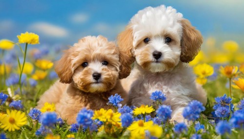 KI generated, animal, animals, mammal, mammals, Maltipoo (Canis lupus familiaris), dog, dogs,