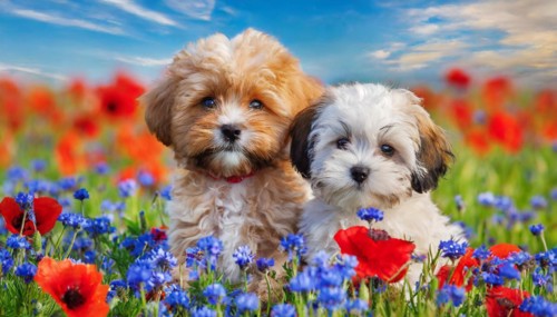 KI generated, animal, animals, mammal, mammals, Maltipoo (Canis lupus familiaris), dog, dogs,