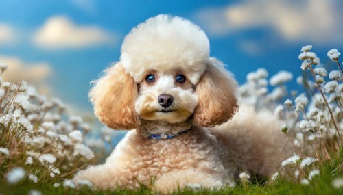 KI generated, animals, mammals, dog, domestic dogs (Canis lupus familiaris), apricot,