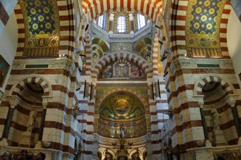 Interior view, Marseille Cathedral or Cathedrale Sainte-Marie-Majeure de Marseille, 1852-1896,