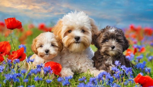 KI generated, animal, animals, mammal, mammals, Maltipoo (Canis lupus familiaris), dog, dogs,