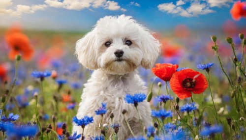 KI generated, animal, animals, mammal, mammals, Maltipoo (Canis lupus familiaris), dog, dogs,