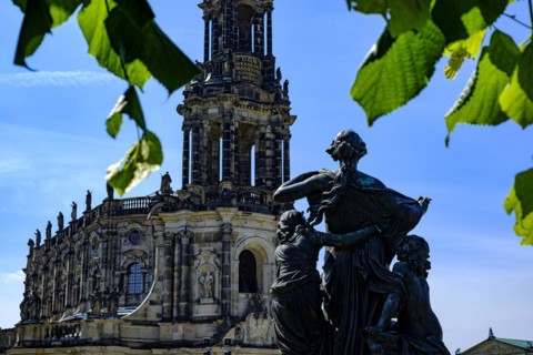 The Catholic Court Church, a baroque cathedral on Theatre Square between the Royal Palace and the