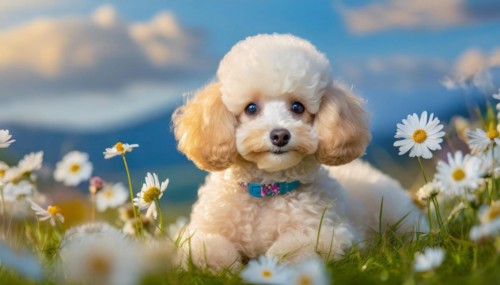 KI generated, animals, mammals, dog, domestic dogs (Canis lupus familiaris), apricot,