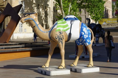 Artistic camel sculpture in the centre of a public square, Marseille, Departement Bouches-du-Rhone,