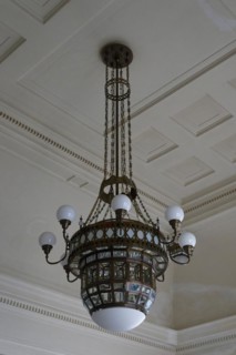 Interior view, chandelier, staircase, Janacek Academy of Music and Performing Arts, Brno,
