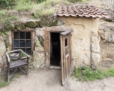 Cave dwelling on the Schaeferberg in Langenstein, Harz foreland, Halberstadt, Saxony-Anhalt,