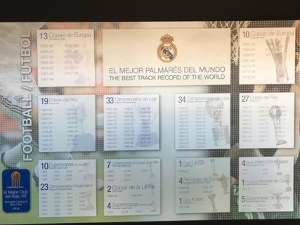 Football stadium Estadio Santiago Bernabeu, success board, Real Madrid, Madrid, Spain, Europe