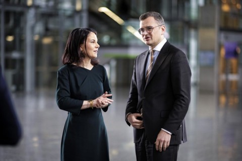 (L-R) Annalena Baerbock, Federal Foreign Minister, and Dmytro Kuleba, Foreign Minister of Ukraine,