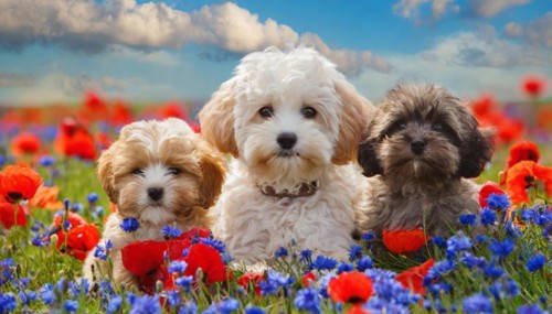 KI generated, animal, animals, mammal, mammals, Maltipoo (Canis lupus familiaris), dog, dogs,