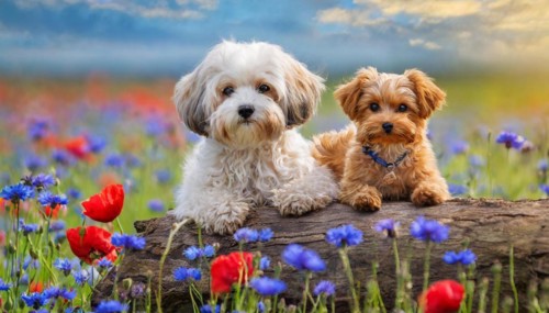 KI generated, animal, animals, mammal, mammals, Maltipoo (Canis lupus familiaris), dog, dogs,