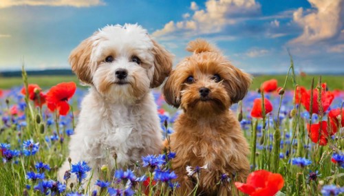 KI generated, animal, animals, mammal, mammals, Maltipoo (Canis lupus familiaris), dog, dogs,