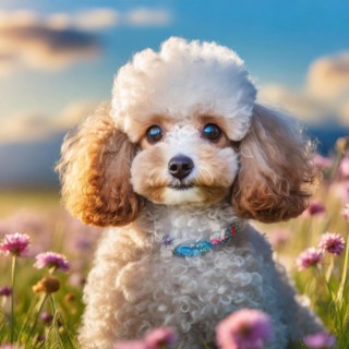 KI generated, animals, mammals, dog, domestic dogs (Canis lupus familiaris), apricot,