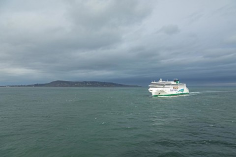 Irish Ferries ferry arrives at the harbour, Howth Peninsula, Dublin, Republic of Ireland