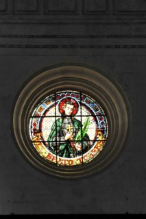 Modern church window, chapel, Castillo de Santa Catalina, Gothic castle in Jaen, Jaen province, A