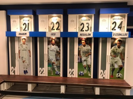 Football stadium Estadio Santiago Bernabeu, players' dressing room, Real Madrid, Madrid, Spain,