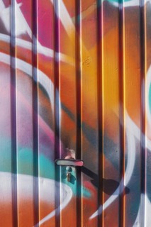 Graffiti, colourfully painted garage door, Bremen, Germany, Europe