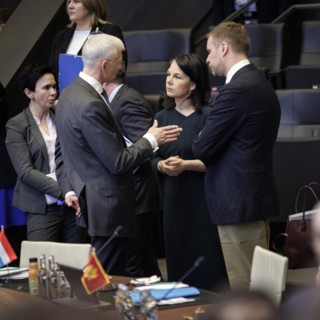 (L-R) Krisjanis Karins, Foreign Minister of Latvia, Annalena Baerbock, Federal Foreign Minister, in