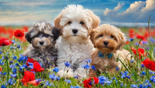 KI generated, animal, animals, mammal, mammals, Maltipoo (Canis lupus familiaris), dog, dogs,