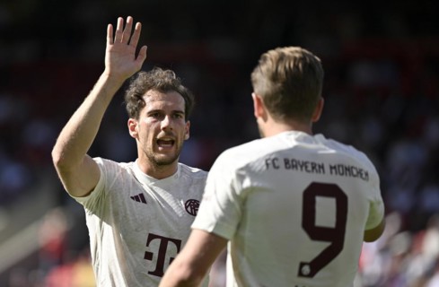 Leon Goretzka FC Bayern Munich FCB (08) and Harry Kane FC Bayern Munich FCB (09) celebrating a goal