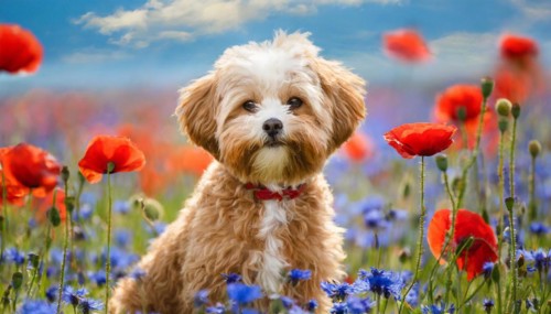 KI generated, animal, animals, mammal, mammals, Maltipoo (Canis lupus familiaris), dog, dogs,