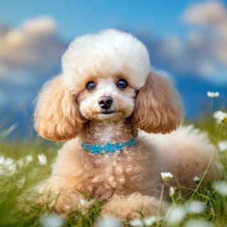 KI generated, animals, mammals, dog, domestic dogs (Canis lupus familiaris), cream-coloured,