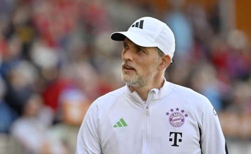 Coach Thomas Tuchel FC Bayern Munich FCB Portrait, Adidas, Deutsche Telekom, Logo, Voith-Arena,