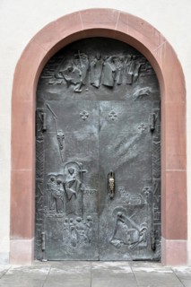 Wuerzburg, Romanesque UNESCO St Kilian's Cathedral, St Kilian, Cathedral, Detailed view of a bronze