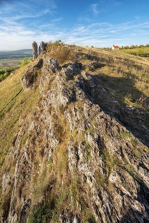 Evening on the Ehrenbuerg witness mountain, also known as Walberla, with Walburgis Chapel and