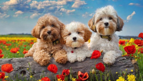 KI generated, animal, animals, mammal, mammals, Maltipoo (Canis lupus familiaris), dog, dogs,