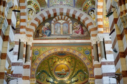 Interior view, Marseille Cathedral or Cathedrale Sainte-Marie-Majeure de Marseille, 1852-1896,