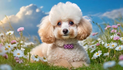 KI generated, animals, mammals, dog, domestic dogs (Canis lupus familiaris), apricot,