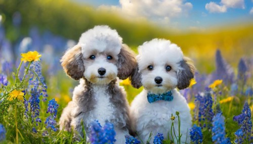 KI generated, animals, mammals, dog, domestic dogs (Canis lupus familiaris), two animals, white,