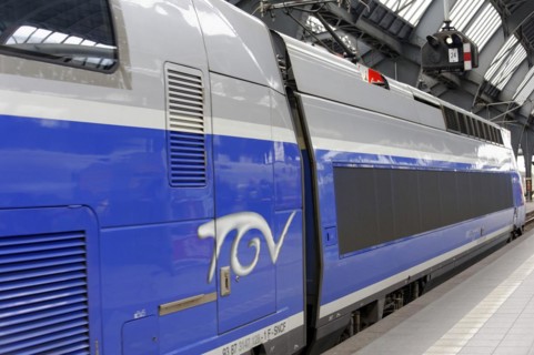TGV at Marseille-Saint-Charles station, Marseille, A modern TGV high-speed train at the station,