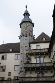 Langenburg Castle, A tower with a heraldic clock and architectural decorations, Langenburg Castle,
