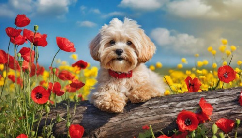 KI generated, animal, animals, mammal, mammals, Maltipoo (Canis lupus familiaris), dog, dogs,