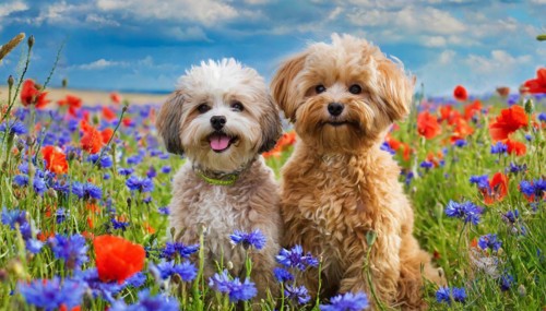 KI generated, animal, animals, mammal, mammals, Maltipoo (Canis lupus familiaris), dog, dogs,