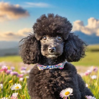 KI generated, animals, mammals, dog, domestic dogs (Canis lupus familiaris), black, black