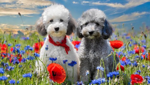 AI generated, animals, mammals, dog, domestic dogs (Canis lupus familiaris), two animals, white,