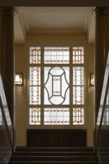 Interior view, window, staircase, Janacek Academy of Music and Performing Arts, Brno, Jihomoravsky