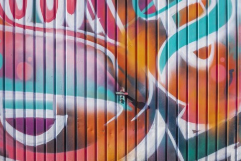 Graffiti, colourfully painted garage door, Bremen, Germany, Europe