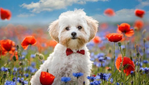 KI generated, animal, animals, mammal, mammals, Maltipoo (Canis lupus familiaris), dog, dogs,