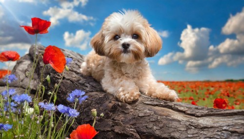 KI generated, animal, animals, mammal, mammals, Maltipoo (Canis lupus familiaris), dog, dogs,