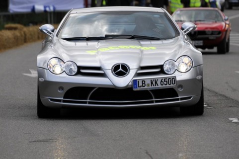 A silver Mercedes-Benz SLR McLaren at a road rally, SOLITUDE REVIVAL 2011, Stuttgart,