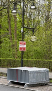 Barrier fences provided for a running event, Strasse des 17. Juni, Berlin, Germany, Europe