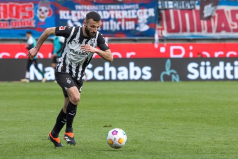 Football match, Franck HONORAT Borussia Moenchengladbach on the ball, Voith-Arena football stadium,