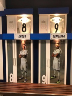 Football stadium Estadio Santiago Bernabeu, players' dressing room, Real Madrid, Madrid, Spain,